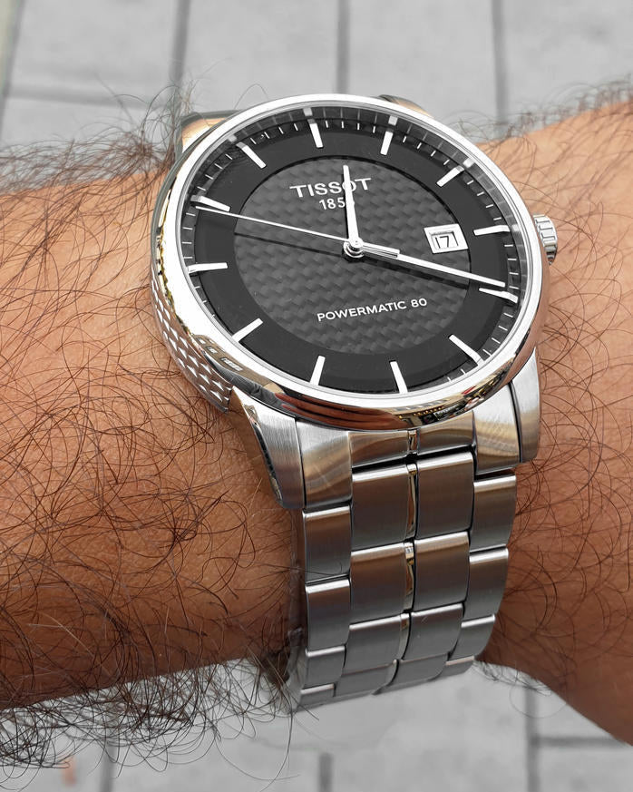 Tissot Luxury Powermatic 80 Black Dial Silver Steel Strap Watch for Men - T086.407.11.201.02