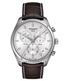 Tissot PR 100 Chronograph Silver Dial Brown Leather Strap Watch for Men - T101.417.16.031.00