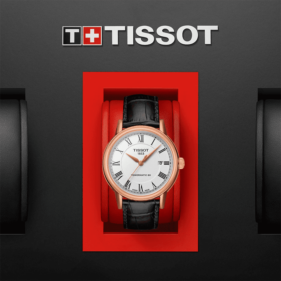 Tissot T Classic Carson Powermatic 80 White Dial Brown Leather Strap Watch for Men - T085.407.36.013.00
