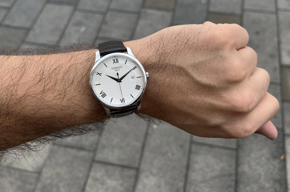 Tissot T Classic Tradition Silver Dial Brown Leather Strap Watch For Men - T063.610.16.038.00