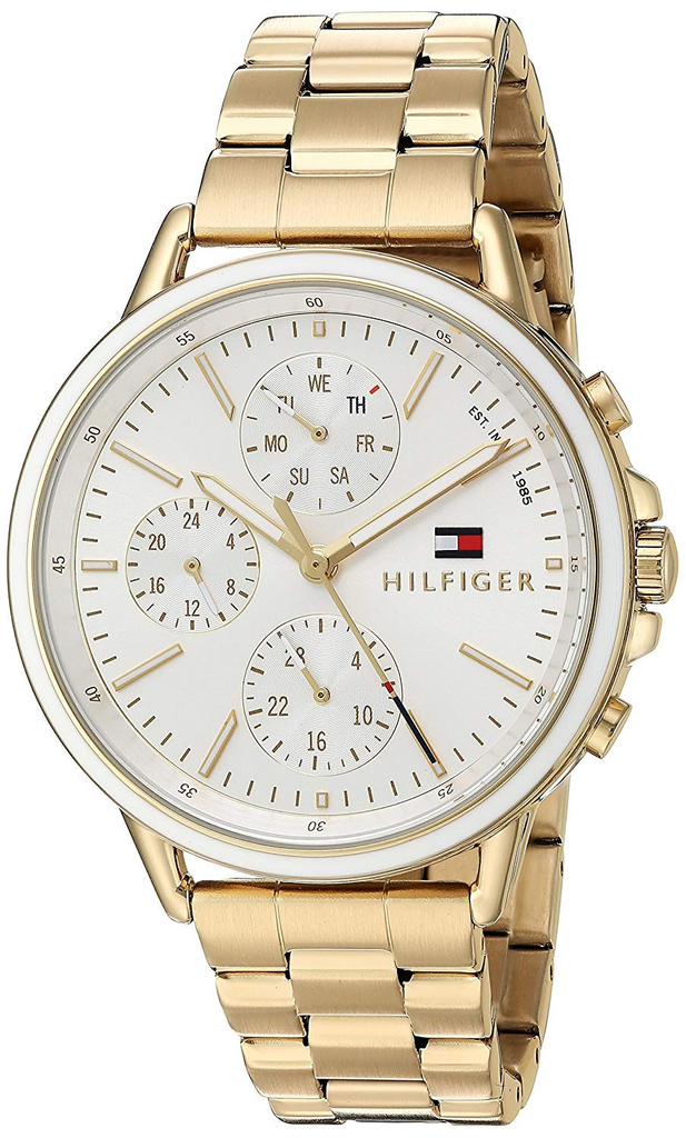 Tommy Hilfiger Carly White Dial Gold Steel Strap Watch for Women - 1781786