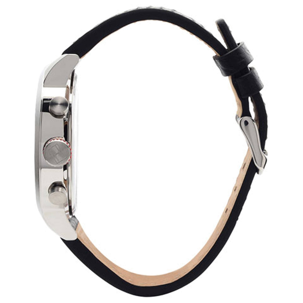 Tommy Hilfiger Jake Chronograph Black Dial Black Leather Strap Watch for Men - 1791232