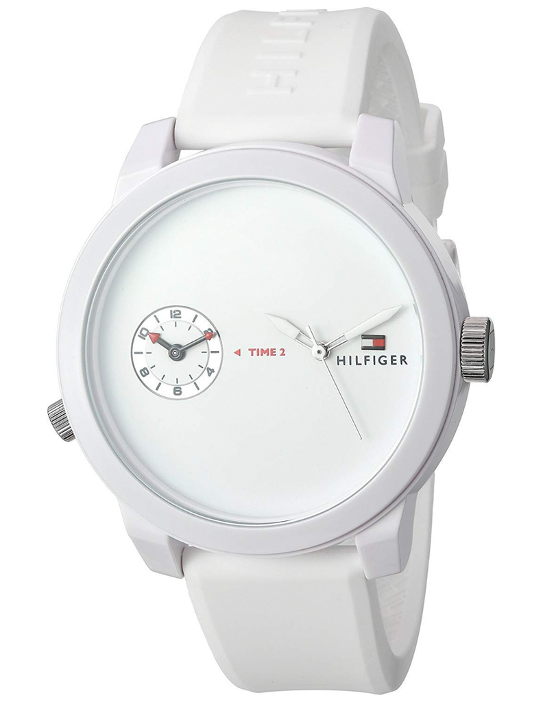 Tommy Hilfiger Denim White Dial White Rubber Strap Watch for Men - 1791324
