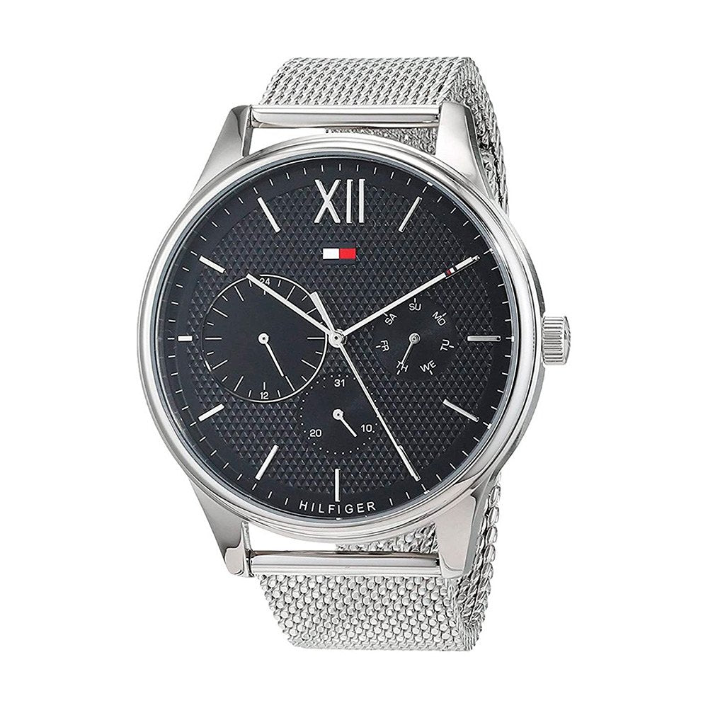 Tommy Hilfiger Damon Quartz Chronograph Black Dial Silver Mesh Bracelet Watch for Men - 1791415