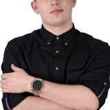 Tommy Hilfiger Decker Chronograph Black Dial Two Tone Steel Strap Watch for Men - 1791559