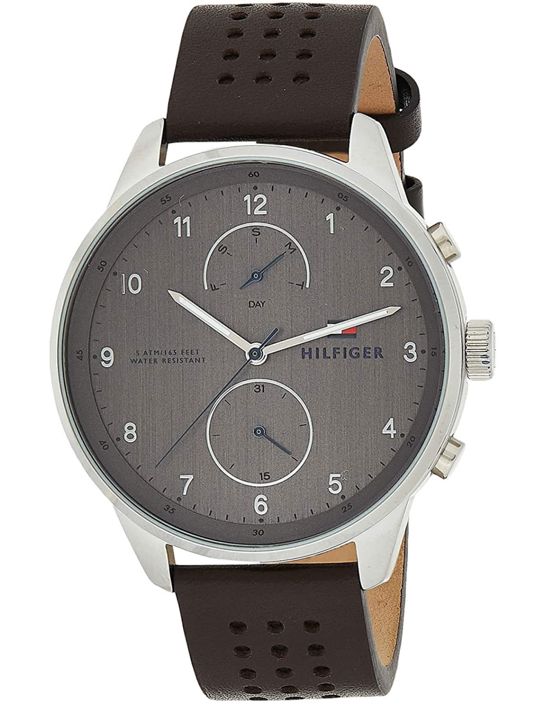 Tommy Hilfiger Chase Quartz Brown Dial Brown Leather Strap Watch for Men - 1791579