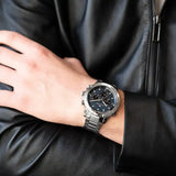 Tommy Hilfiger Troy Chronograph Blue Dial Silver Steel Strap Watch For Men - 1792104