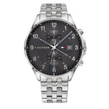 Tommy Hilfiger West Quartz Black Dial Silver Steel Strap Watch For Men - 1791707