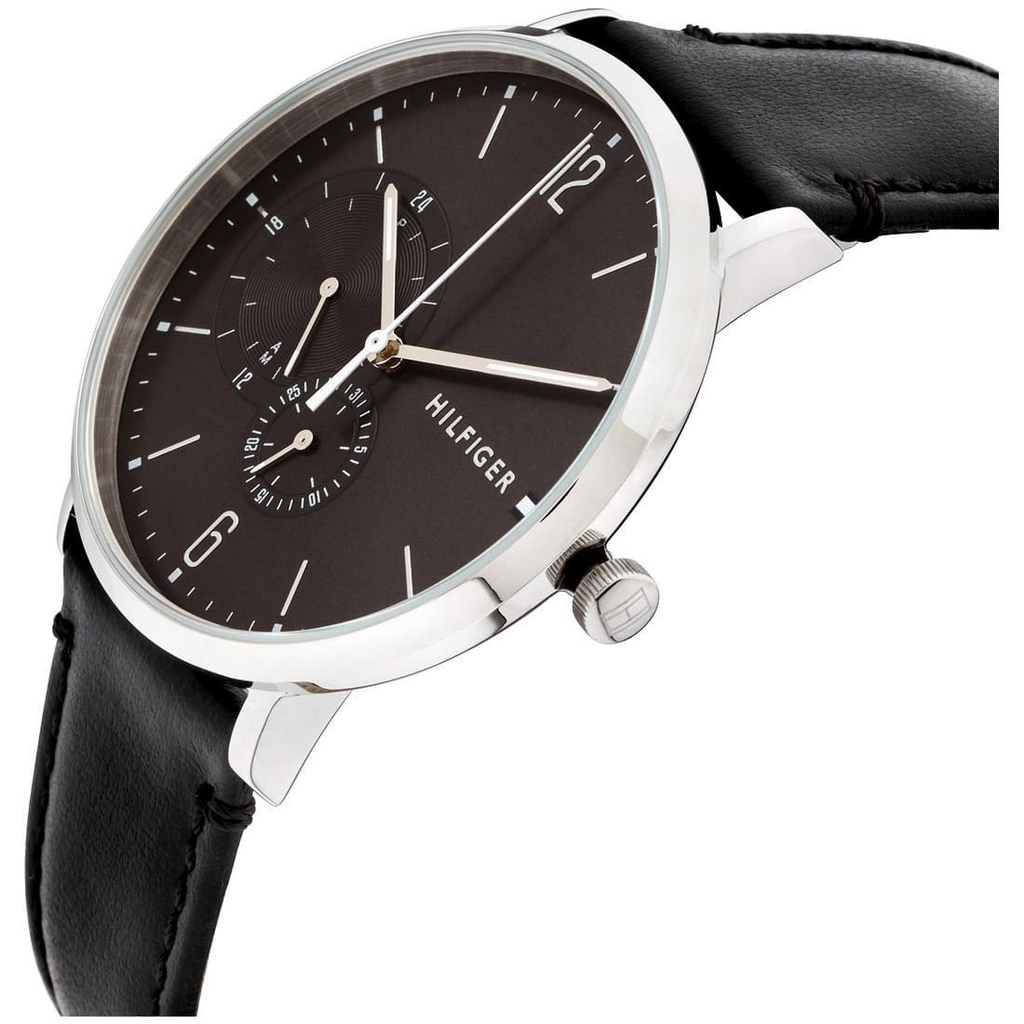 Tommy Hilfiger Brooklyn Black Dial Black Leather Strap Watch for Men - 1791509