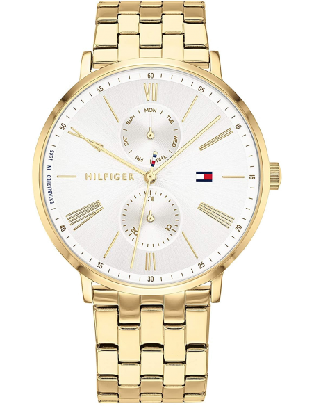 Tommy Hilfiger Jenna Quartz White Dial Gold Steel Strap Watch for Women - 1782069