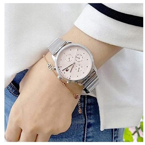 Tommy Hilfiger Blake Pink Dial Silver Steel Strap Watch for Women - 1781904