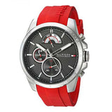 Tommy Hilfiger Decker Quartz Black Dial Red Rubber Strap Watch for Men - 1791351