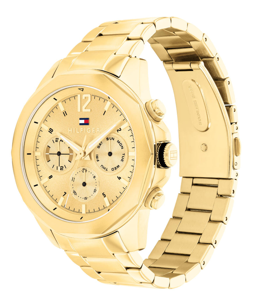 Tommy Hilfiger Lars Chronograph Gold Dial Gold Steel Strap Watch For Men - 1792060
