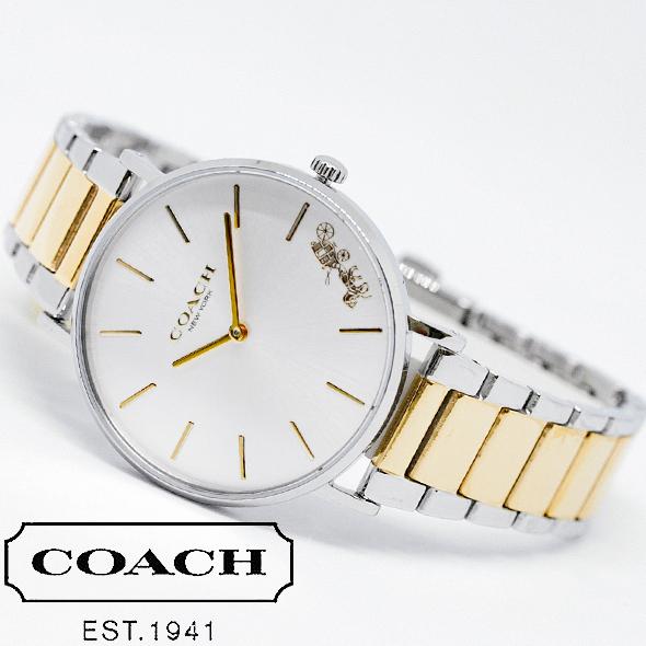 Coach Perry Silver Dial Two Tone Steel Strap Watch for Women - 14503347