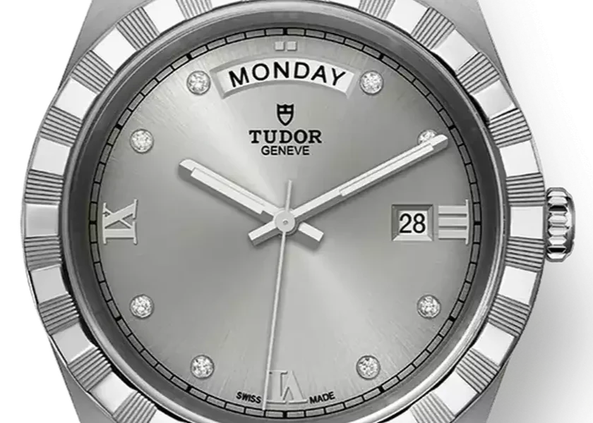 Tudor Royal Day Date Diamonds Automatic Silver Dial Silver Steel Strap Watch for Men - M28600-0002