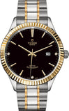 Tudor Style Automatic Diamonds Black Dial Two Tone Steel Strap Watch for Men - M12713-00011