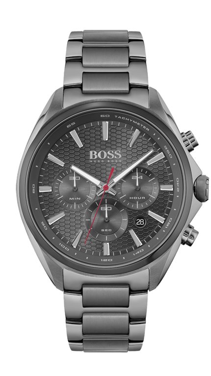 Hugo Boss Distinct Grey Dial Gren Steel Strap Watch for Men - 1513858