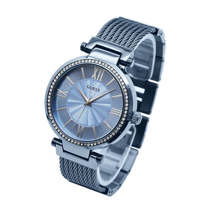Guess Soho Diamonds Blue Dial Blue Mesh Bracelet Watch For Women - W0638L3