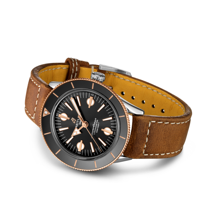 Breitling Superocean Heritage '57 Black Dial Brown Leather Strap Watch for Men - U10370121B1X1