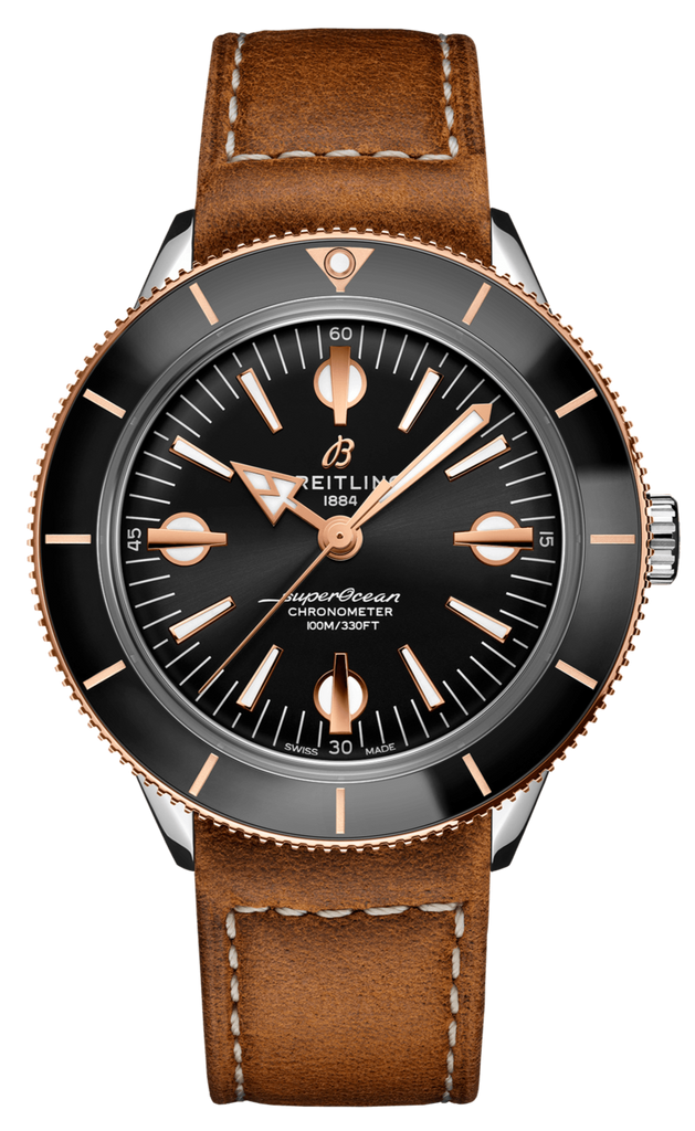Breitling Superocean Heritage '57 Black Dial Brown Leather Strap Watch for Men - U10370121B1X1