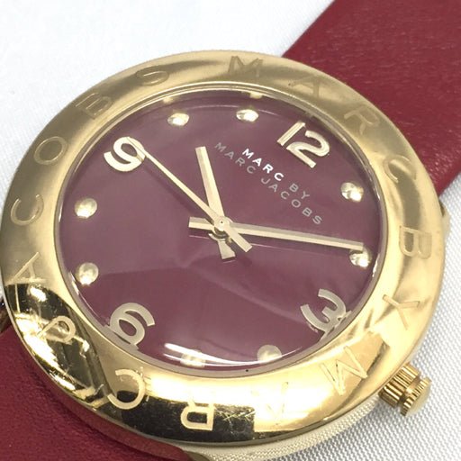 Marc Jacobs Amy Red Dial Burgundy Leather Strap Watch for Women - MBM1152