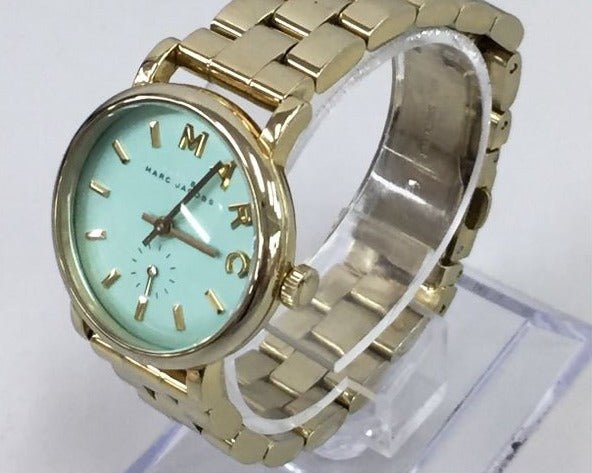 Marc Jacobs Baker Mint Green Dial Gold Steel Strap Watch for Women - MBM3284