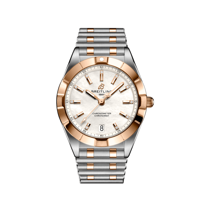 Breitling Chronomat B02 18K Red Gold White Dial Two Tone Steel Strap Watch for Men - U77310101A2U1