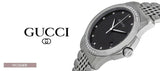 Gucci G Timeless Diamonds Black Dial Silver Steel Strap Watch For Women - YA126408