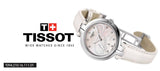 Tissot T Trend Flamingo Valentines Mother of Pearl White Dial White Leather Strap Watch For Women - T094.210.16.111.01