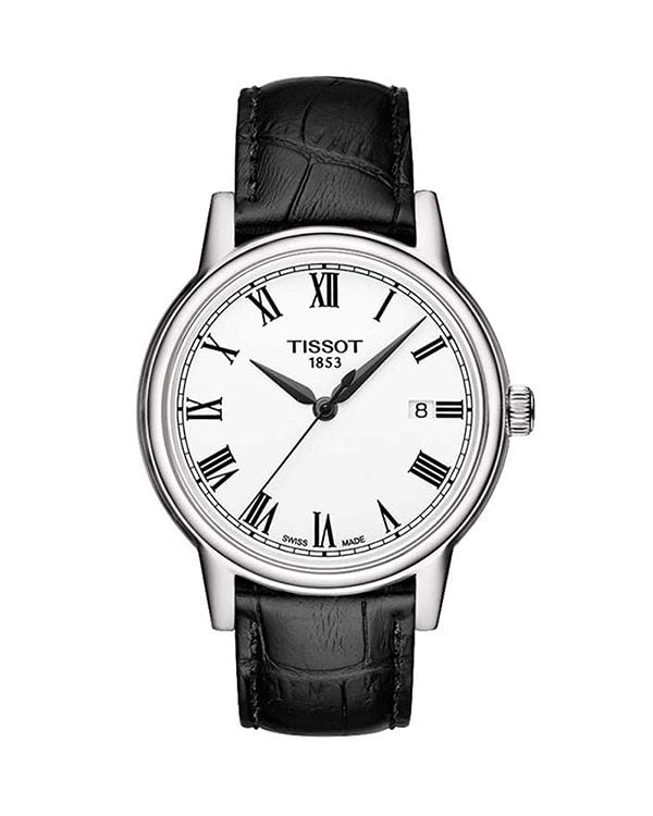 Tissot T Classic Carson White Dial Black Leather Strap Watch for Men - T085.410.16.013.00