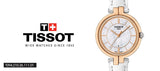 Tissot T Lady Flamingo Mother of Pearl White Dial White Leather Strap Watch For Women - T094.210.26.111.01