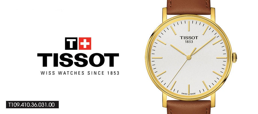 Tissot T Classic Everytime White Dial Brown Leather Strap Watch For Men - T109.410.36.031.00
