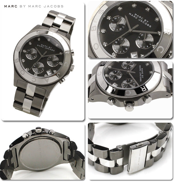 Marc Jacobs Blade Chronograph Black Dial Two Tone Steel Strap Watch for Women - MBM3179