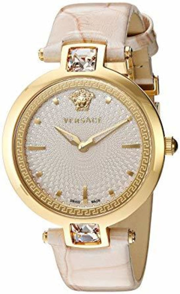 Versace Olympo Quartz White Dial Beige Leather Strap Watch for Women - VAN050016