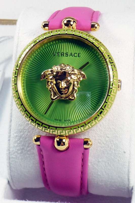 Versace Palazzo Empire Green Dial Pink Leather Strap Watch for Women - VCO150017