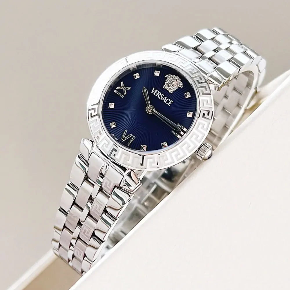 Versace Daphnis Analog Blue Dial Silver Steel Strap Watch for Women - VEOCA0124
