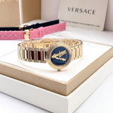 Versace V Virtus Quartz Black Dial Gold Steel Strap Watch For Women - VET300121