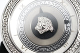 Versace V Metal Icon Silver Dial Black & Silver Strap Watch for Women - VLC010014