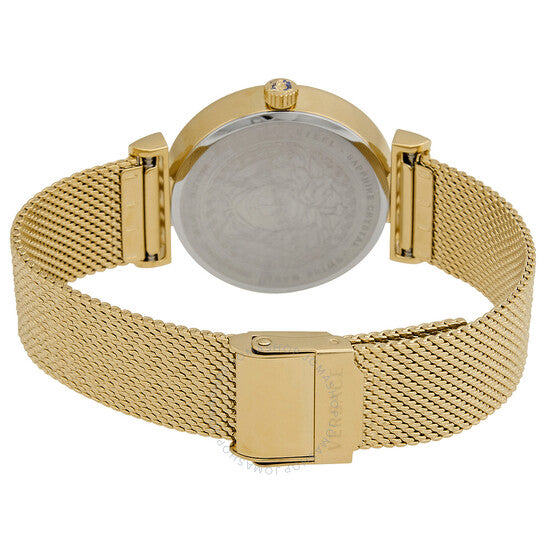 Versace Meander Black Dial Gold Mesh Bracelet Watch for Women - VELW00720