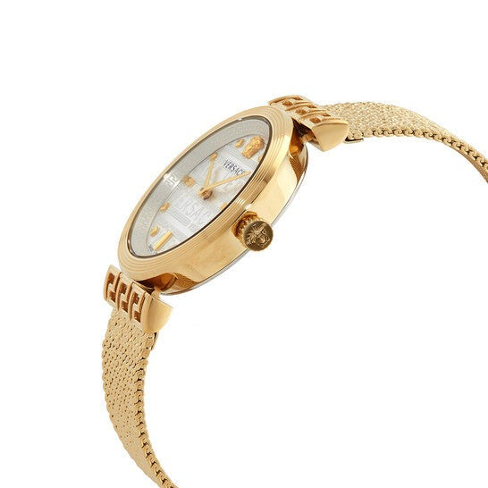 Versace Meander Greca White Dial Gold Mesh Bracelet Watch for Women - VELW00820