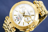 Versace V Racer Chronograph White Dial Gold Steel Strap Watch for Men - VBR060017