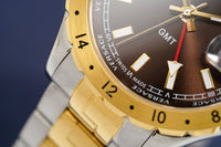 Versace Hellenyium GMT Black Dial Two Tone Steel Strap Watch for Men - V11040015