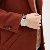 Versace V-Circle Black Manifesto Courage Quartz Silver Dial Black Leather Strap Watch for Men - VBQ080017