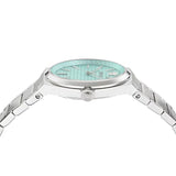 Versace V-Auria Quartz Turquoise Dial Silver Steel Strap Watch for Women - VE0F00225