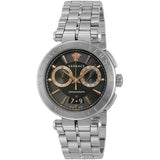 Versace Aion Chronograph Black Dial Silver Steel Strap Watch For Men - VE1D01019