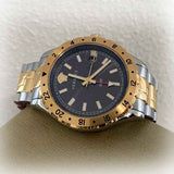 Versace Hellenyium GMT Black Dial Two Tone Steel Strap Watch for Men - V11040015