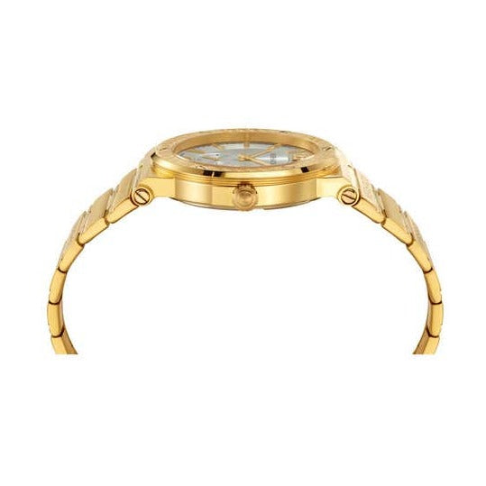Versace Greca Silver Dial Gold Steel Strap Watch for Men - VEVI00520