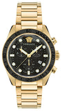 Versace Greca Dome Chronograph Black Dial Gold Steel Strap Watch for Men - VE6K00523