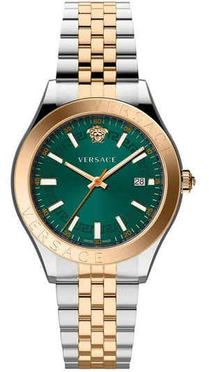 Versace Hellenyium Quartz Green Dial Two Tone Steel Strap Watch for Men - VEVK01324