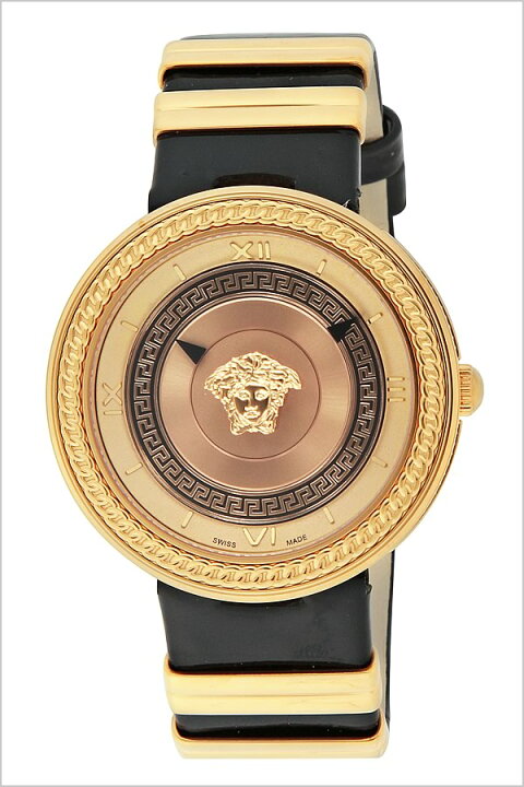 Versace V Metal Icon Gold Dial Black & Gold Strap Watch for Women - VLC030014